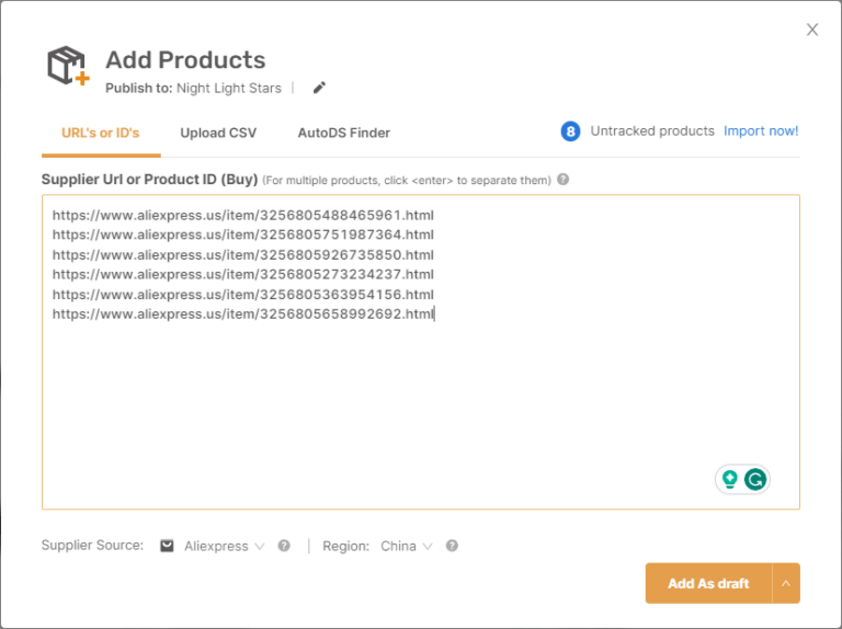 autods product importing