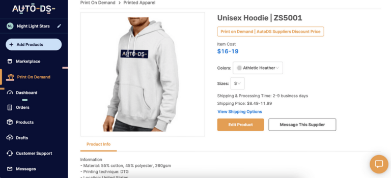 Print On Demand Product Basic Hoodie
