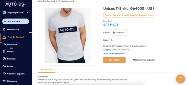 print on demand product unisex t-shirt