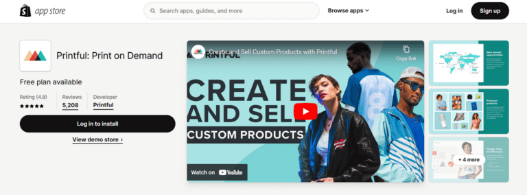 printful shopify print on demand app