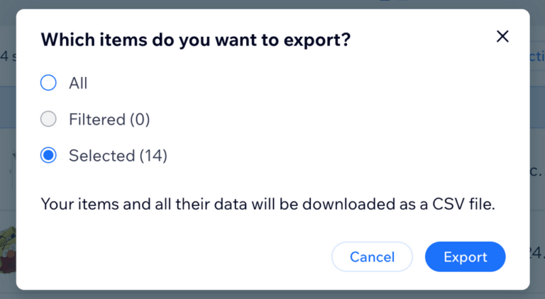 Exporting Wix products
