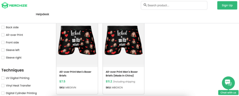 Merchize print on demand underwear