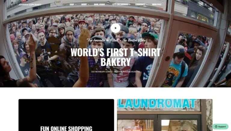 johnny cupcakes landing page example