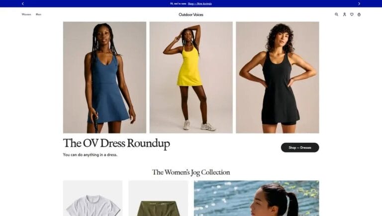outdoor voices landing page example