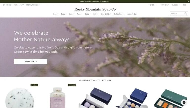 rocky mountain soap landing page example