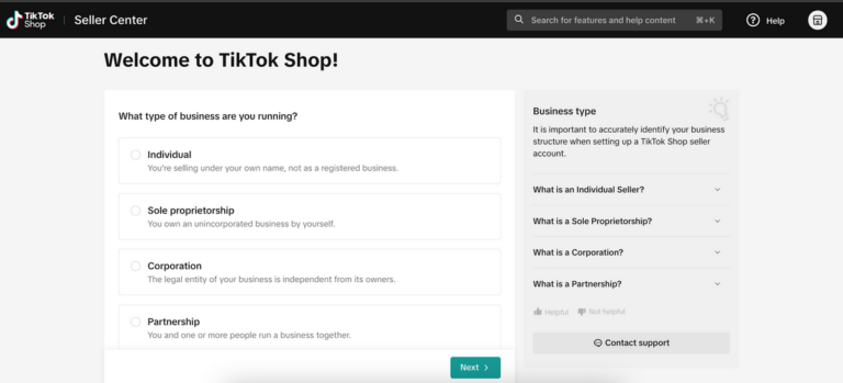 TikTok Shop Seller Account Setup