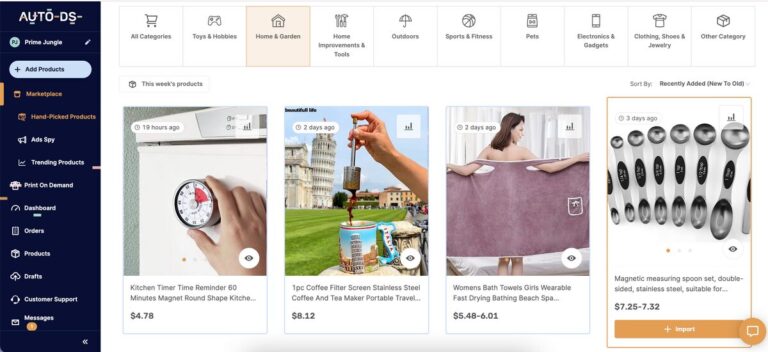 AutoDS Hand-Picked Products Hub