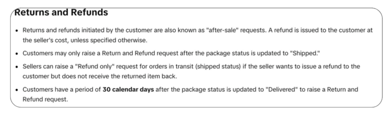 Return & refund policies for TikTok Shops