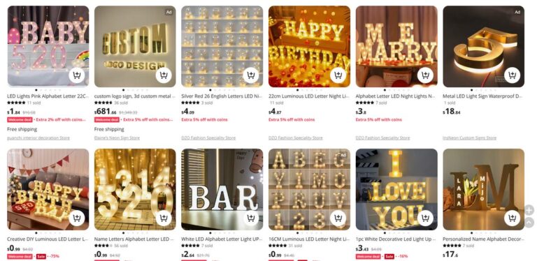 1pc led letter light for Valentine's Day dropshipping
