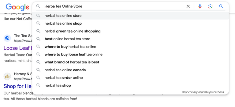 Herbal tea stores google search