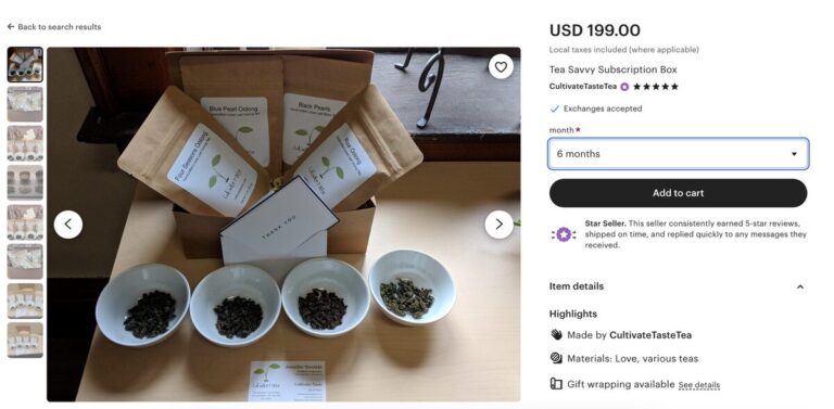 Etsy Subscription Boxes Tea