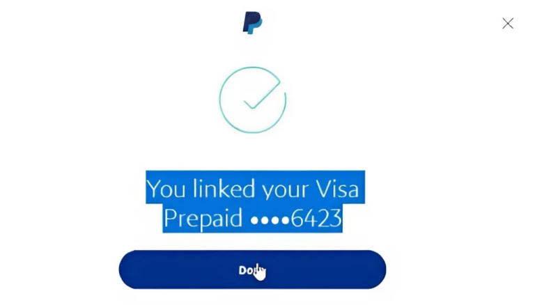 paypal visa card linked