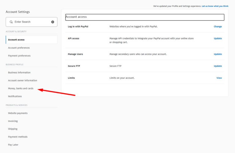 paypal account settings