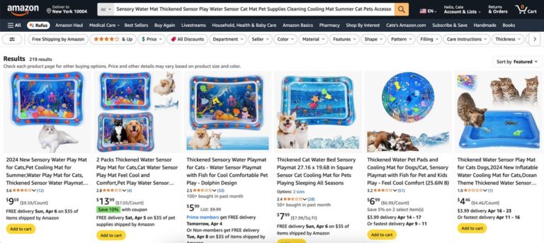 Sensory Water Mat Interactive Pet Toys Dropshipping Amazon