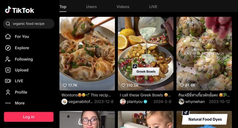 tiktok organic food recipes ideas
