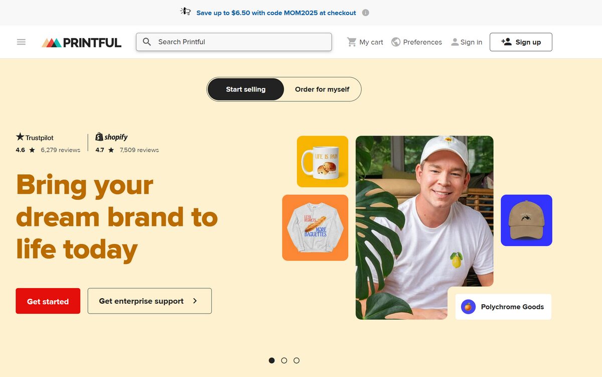 Printful for POD dropshipping in Europe