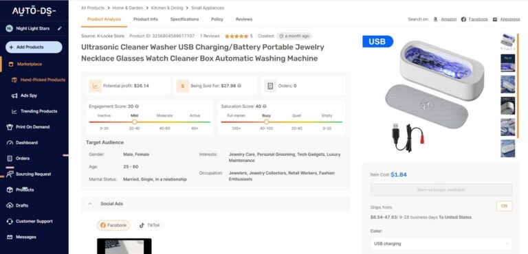 ultrasonic cleaner best items to dropship from autods in June