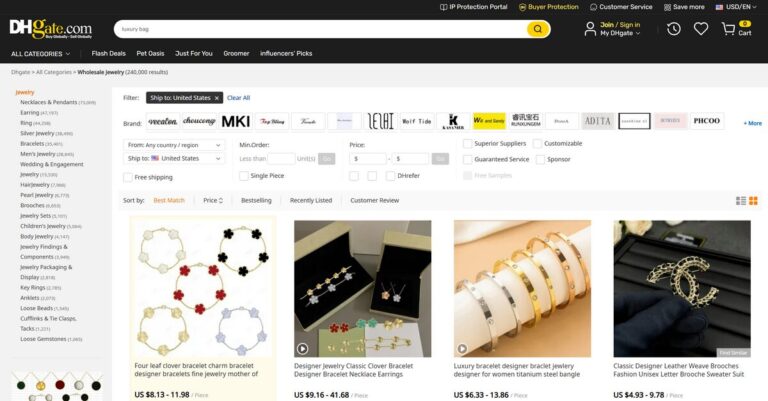 DHGate best dropshipping suppliers for jewelry