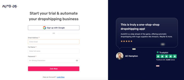 AutoDS login for home decor dropshipping