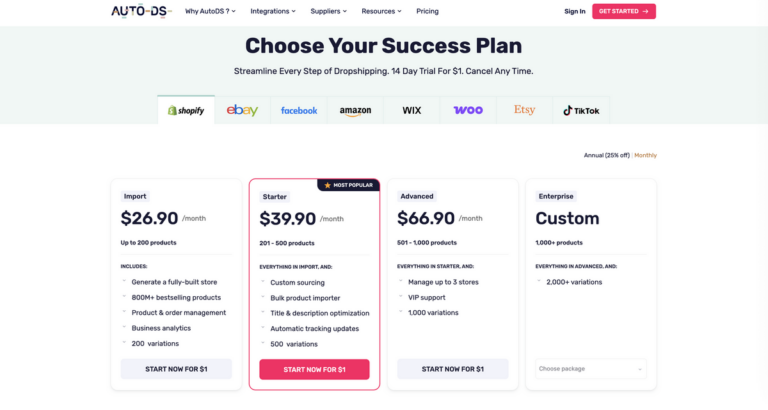 AutoDS pricing