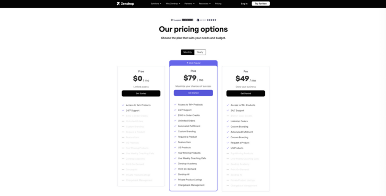 Zendrop's pricing