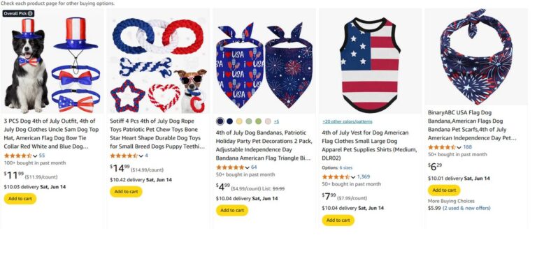 4th July Products Pet Accessories to Dropship in Amazon