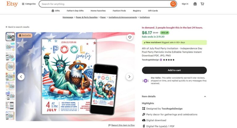 Independence Day Party Invitation Etsy