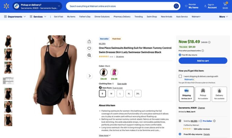 Walmart's tummy control swim dress for dropshipping