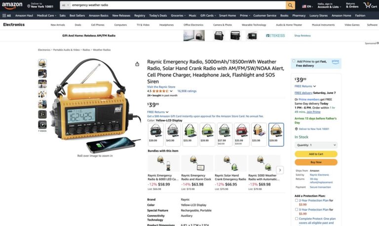 Amazon's emergency weather radio for dropshipping this summer