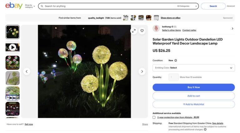 Ebay's LED solar dandelion lights for dropshipping this summer