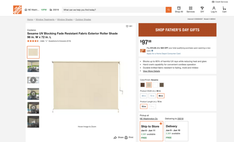 Home Depot's retractable sunshade for dropshipping this summer