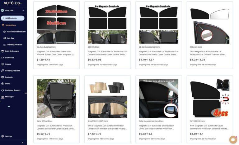 AutoDS's magnetic car sunshade for dropshipping this summer