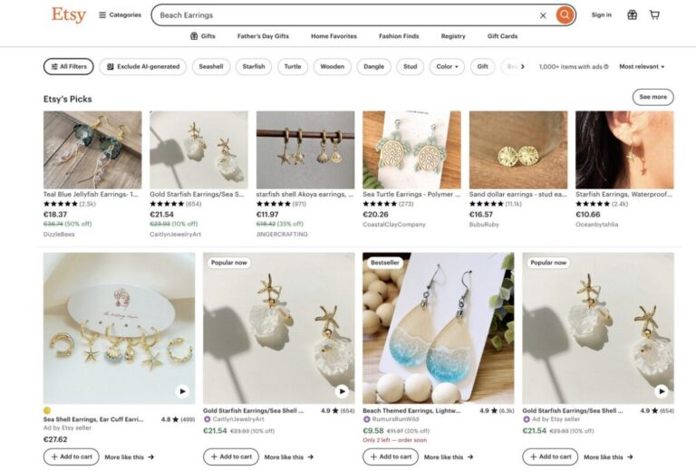 Etsy's beach earrings for dropshipping this summer