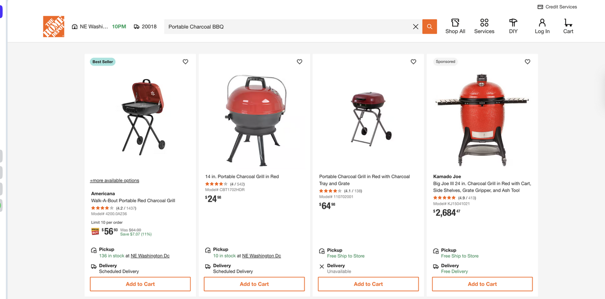 Home Depot's portable charcoal BBQ for dropshipping this summer