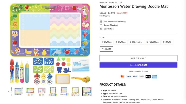 Magic Water Drawing Mat For Kids for dropshipping in July 2025 from seller's website