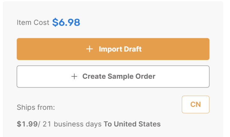 Sample Orders for dropshipping button in AutoDS platform