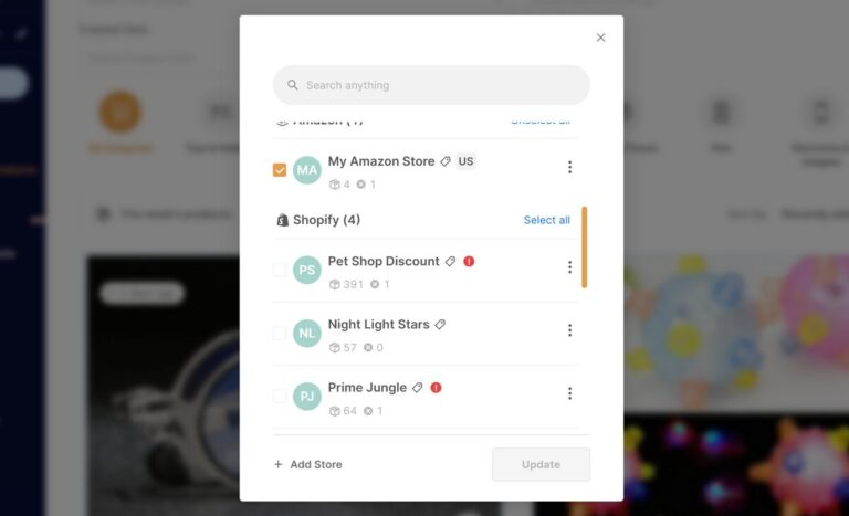 AutoDS platform store selection