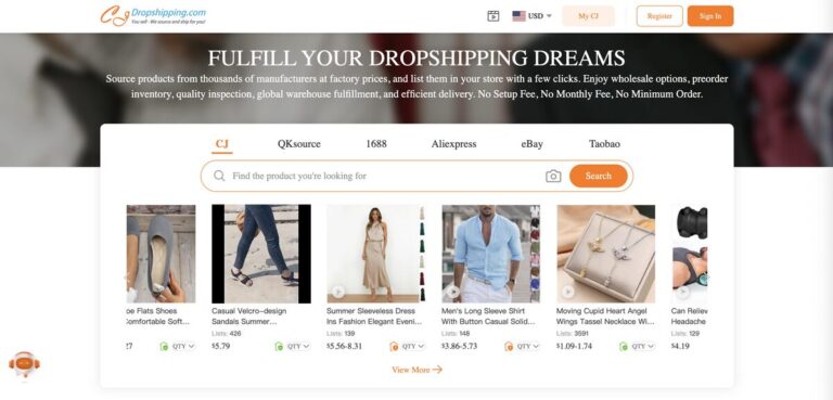 CJ Dropshipping's homepage