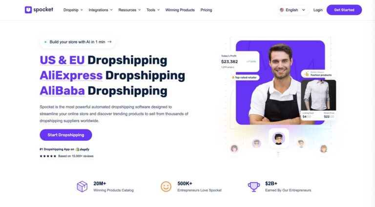 Spocket's homepage