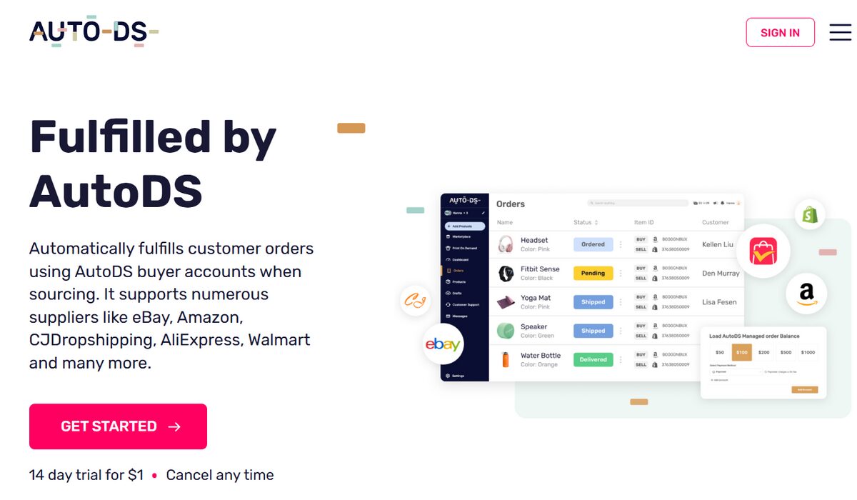 Fulfilled by AutoDS service for dropshipping order automation