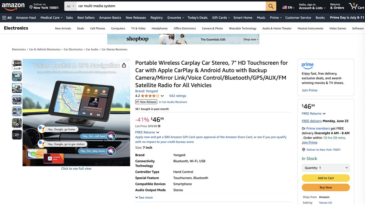 Multi-media system from Amazon for auto parts dropshipping