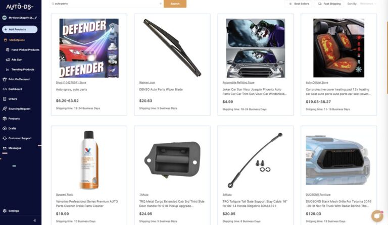 AutoDS's marketplace for auto parts dropshipping