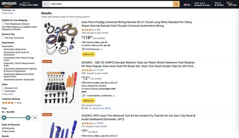 Amazon for auto parts dropshipping