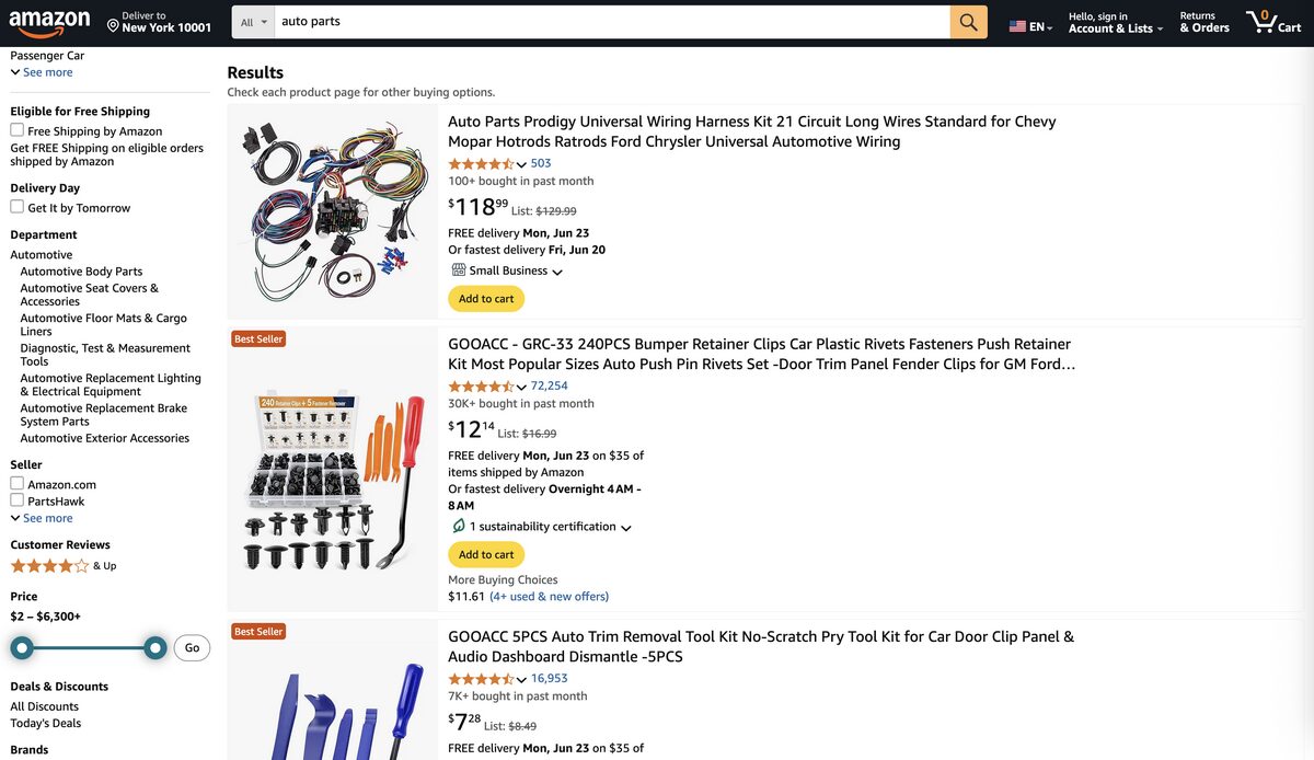 Amazon for auto parts dropshipping