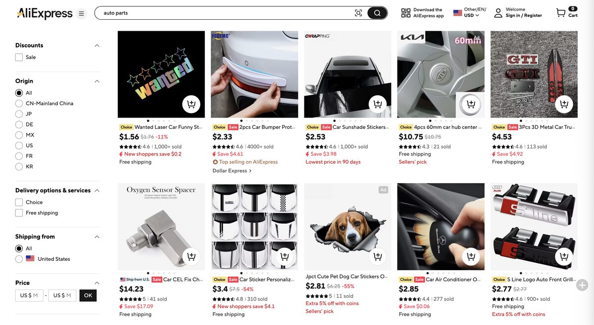 AliExpress for auto parts dropshipping