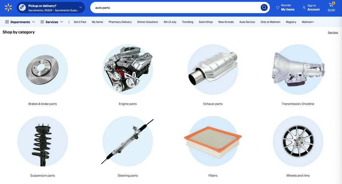 Walmart for auto parts dropshipping