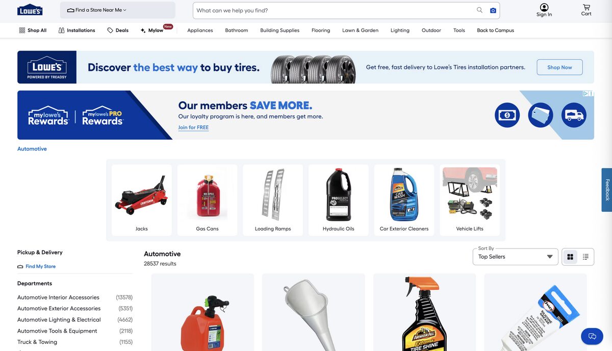 Lowe's for auto parts dropshipping