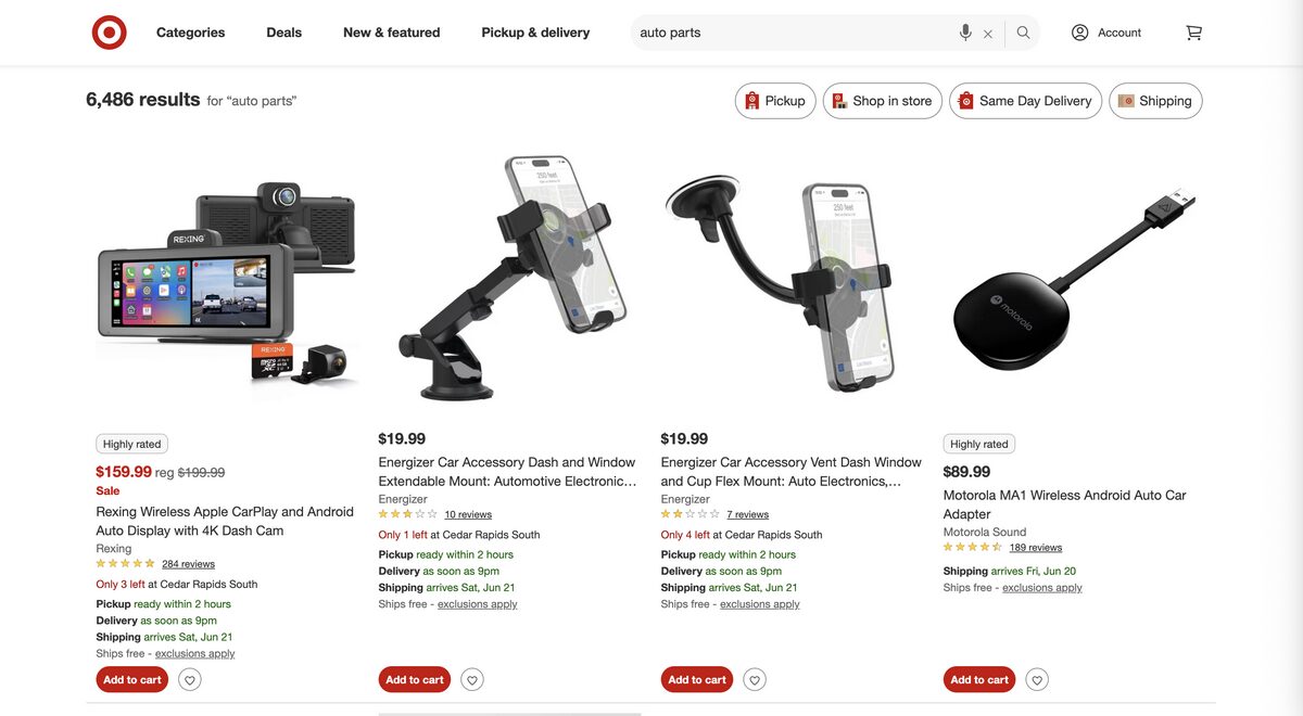 Target for auto parts dropshipping