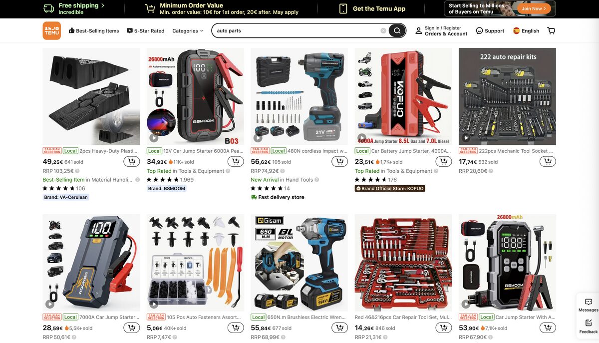 Temu for auto parts dropshipping