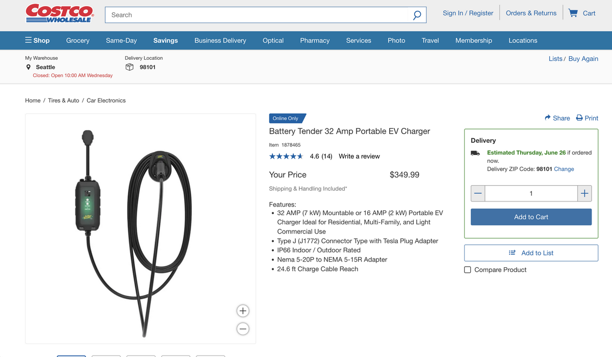 Car battery charger from Costco for auto parts dropshipping